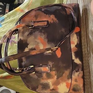 Shoulder handbag, Pink, Grey, and White tye dyed effect.